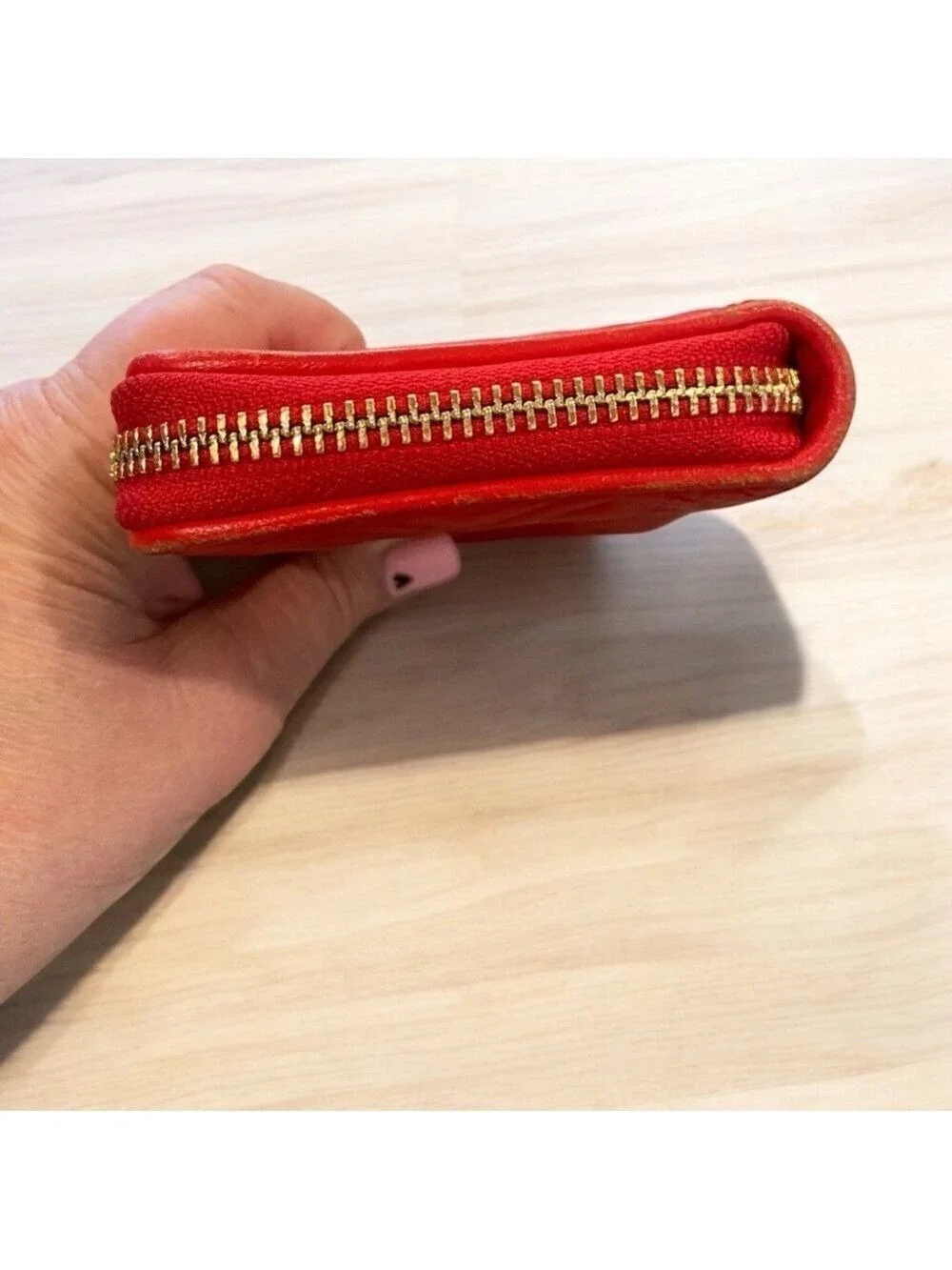 Tory Burch Cherry Red Quilted Leather Zip Wallet EUC – Authentic & Gorgeous!